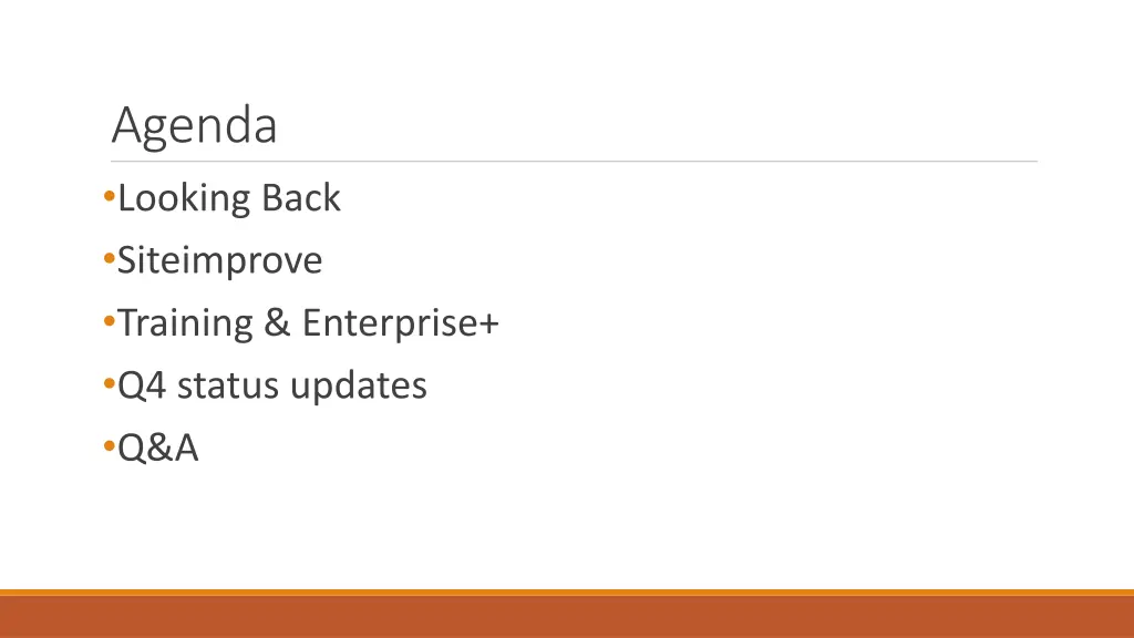 agenda looking back siteimprove training