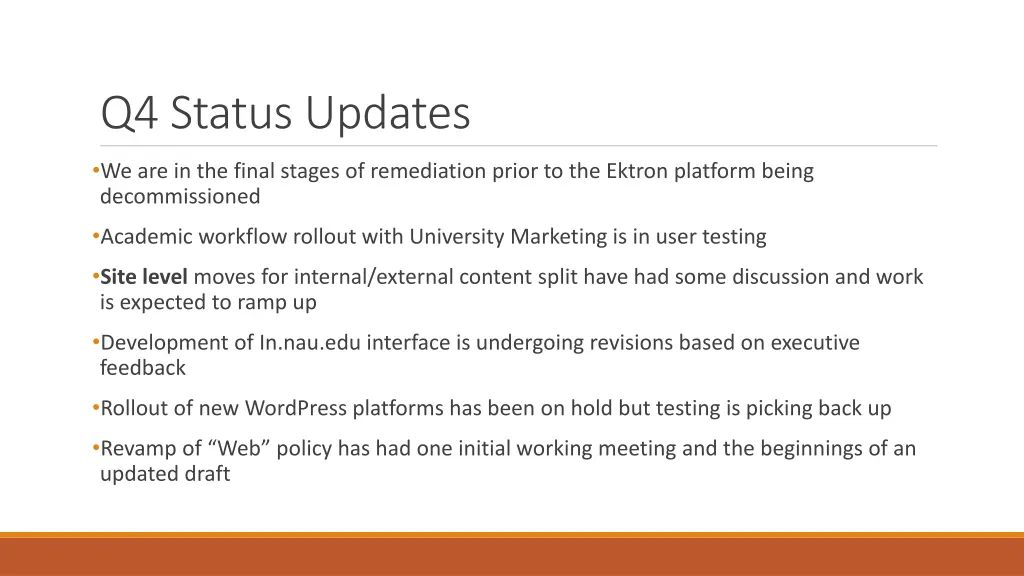 q4 status updates