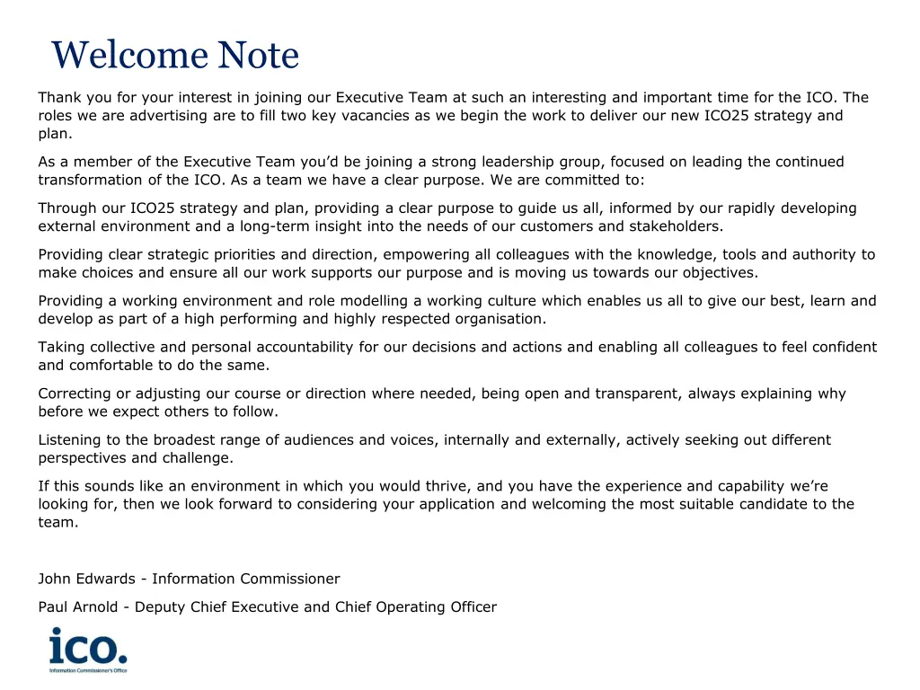 welcome note