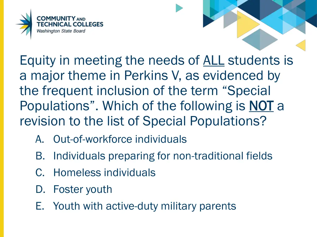 equity in meeting the needs of all students