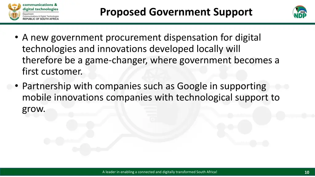 proposed government support