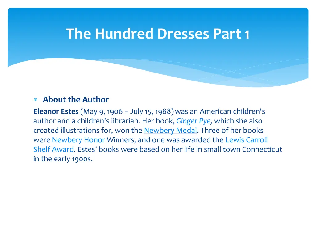 the hundred dresses part 1