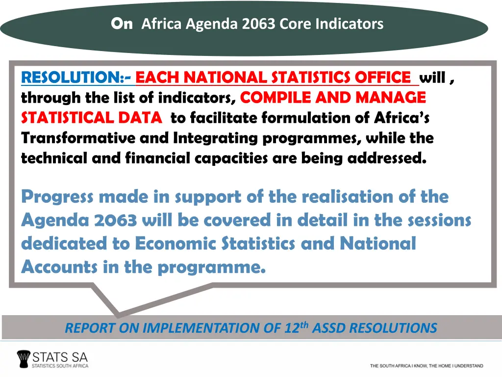 on africa agenda 2063 core indicators