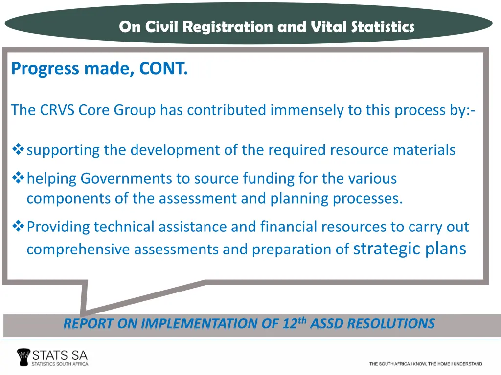 on civil registration and vital statistics 1