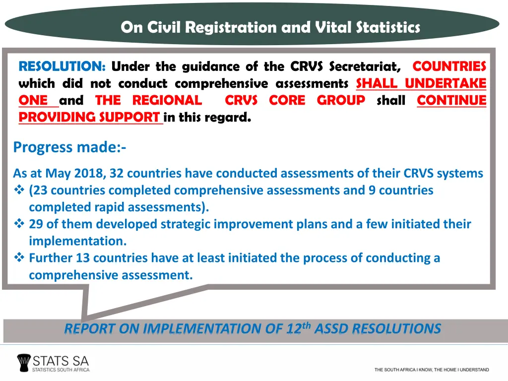 on civil registration and vital statistics