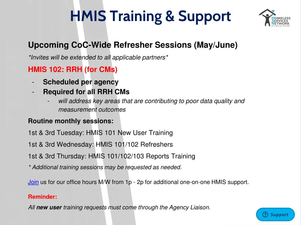 hmis training support
