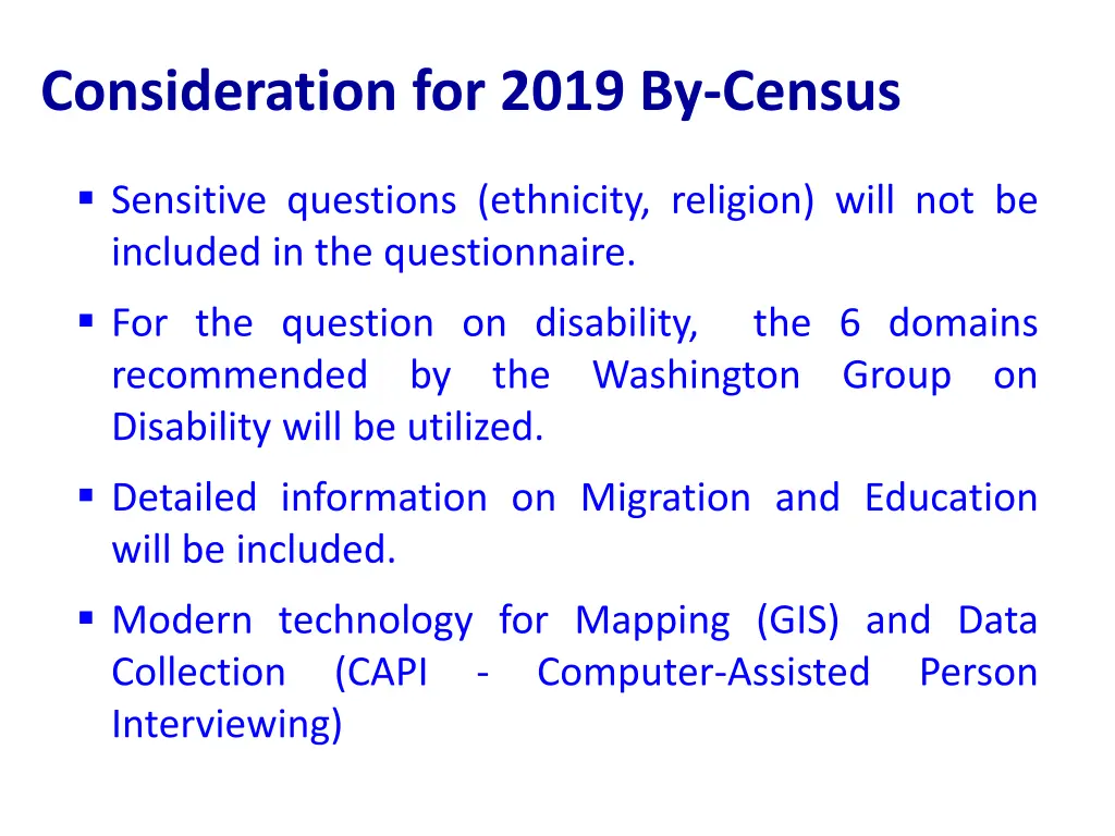 consideration for 2019 by census 2