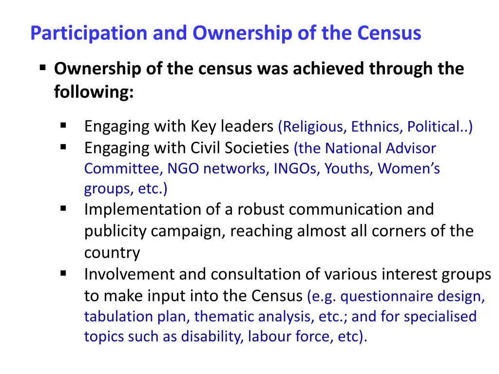 participation and ownership of the census