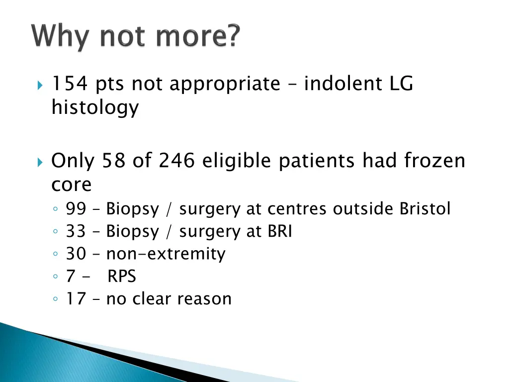 154 pts not appropriate indolent lg histology