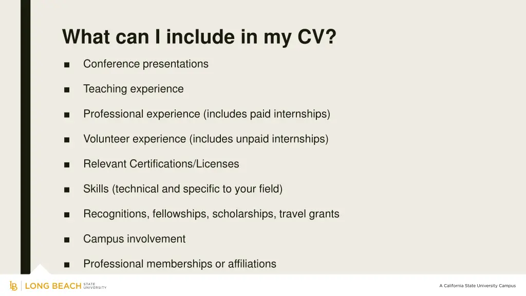 what can i include in my cv 1