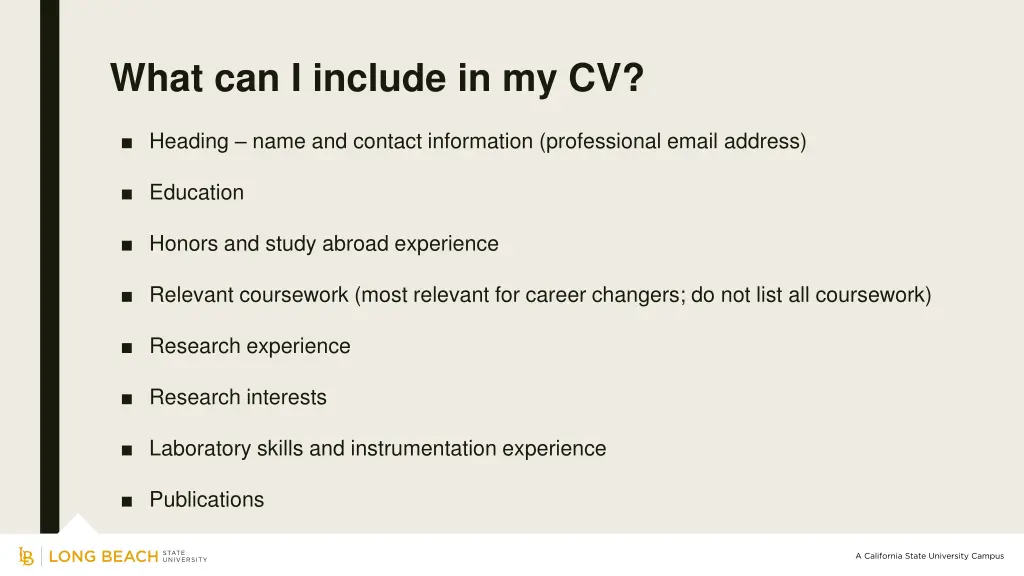 what can i include in my cv