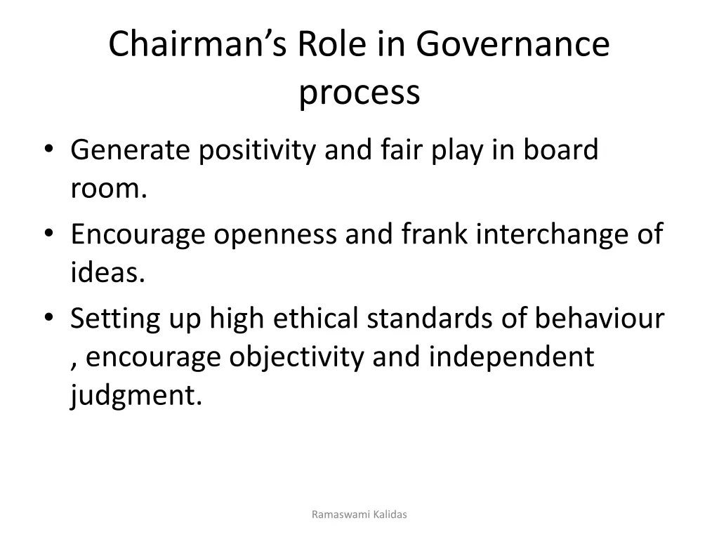 chairman s role in governance process