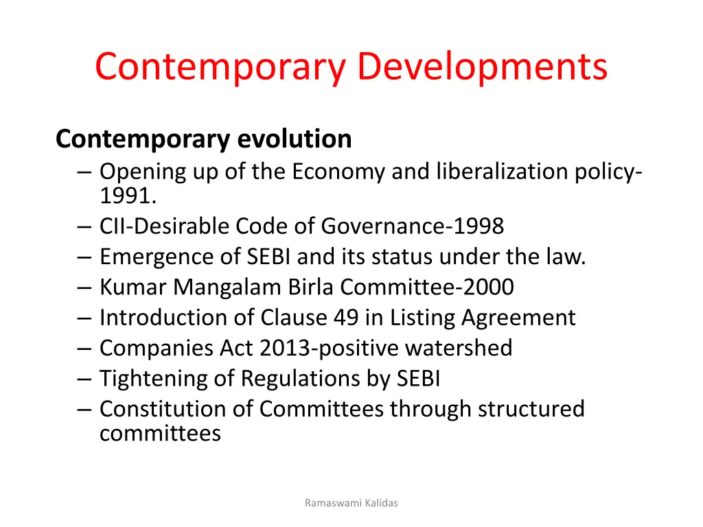 contemporary developments