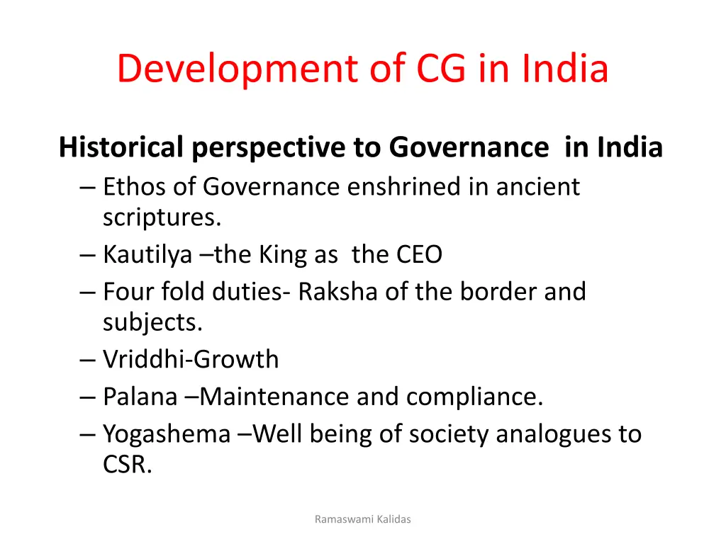 development of cg in india
