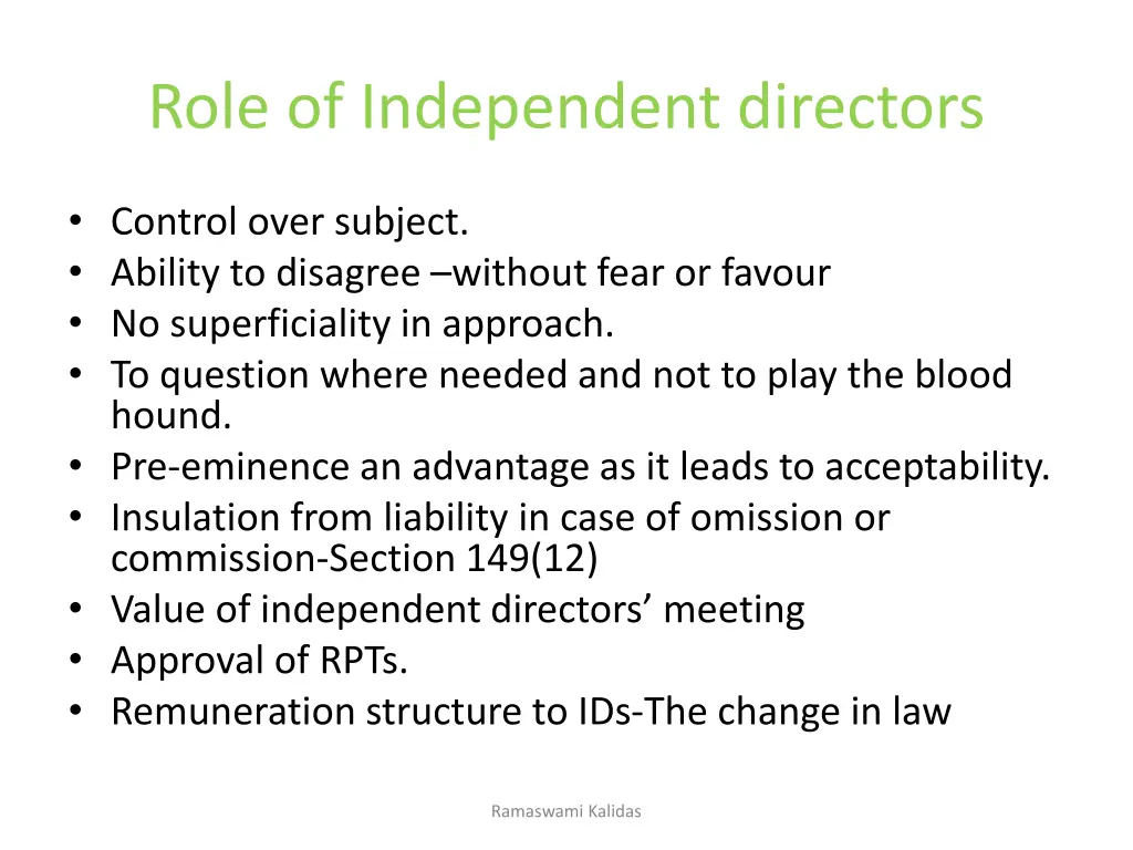 role of independent directors