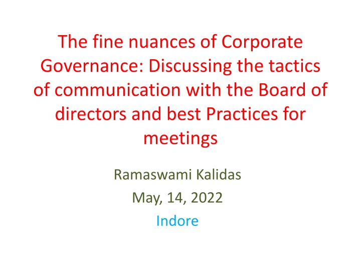 the fine nuances of corporate governance