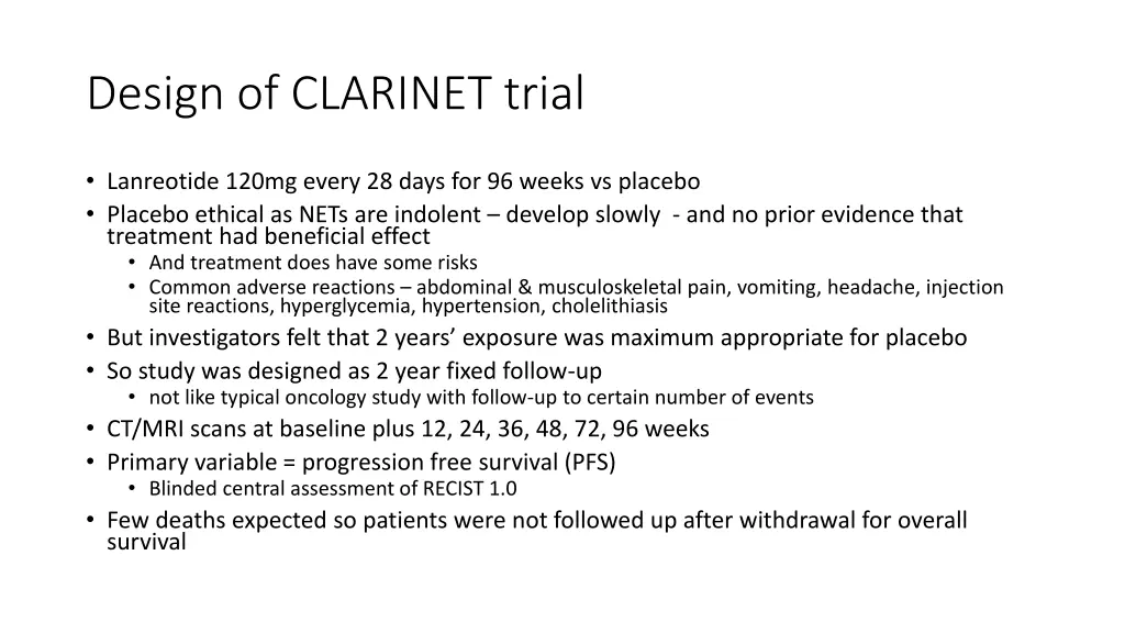 design of clarinet trial