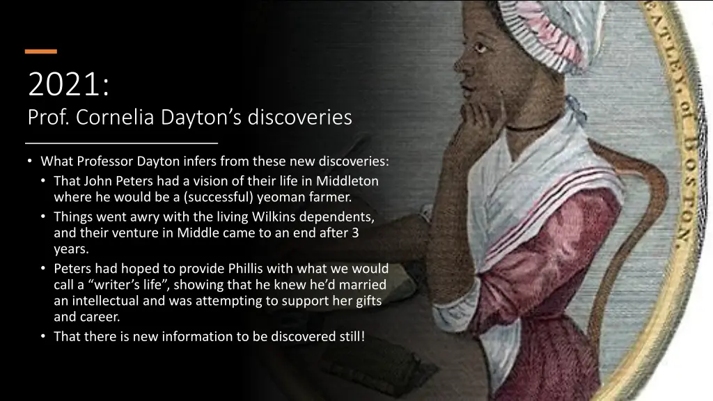 2021 prof cornelia dayton s discoveries 2