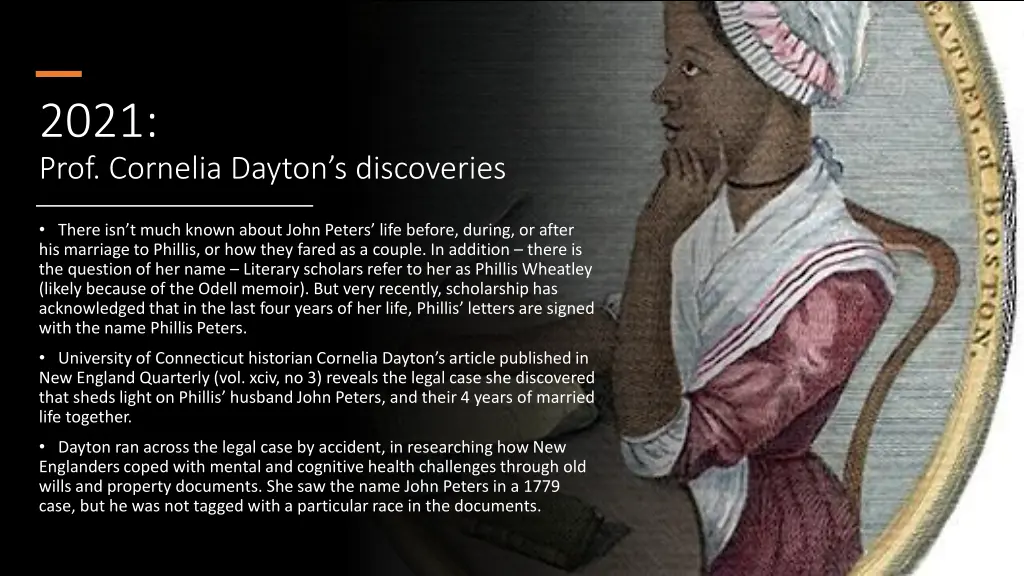 2021 prof cornelia dayton s discoveries