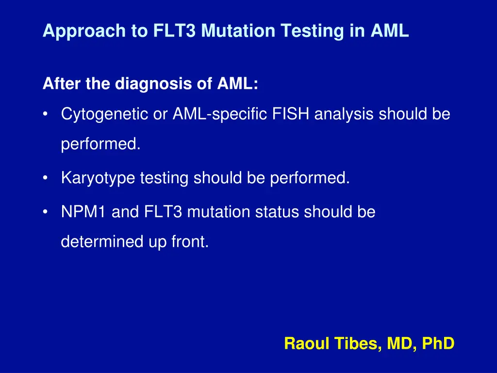 approach to flt3 mutation testing in aml