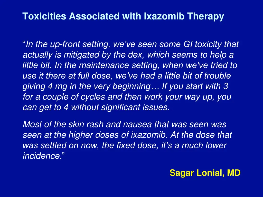 toxicities associated with ixazomib therapy