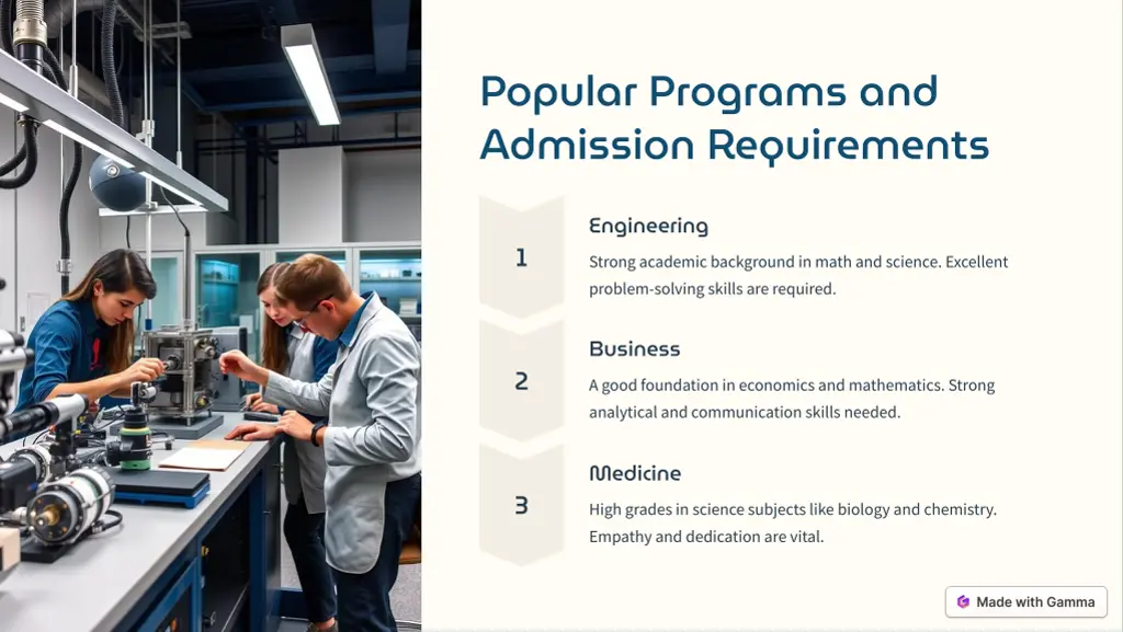 popular programs and admission requirements