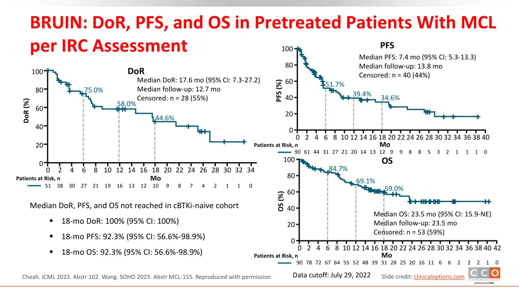 bruin dor pfs and os in pretreated patients with