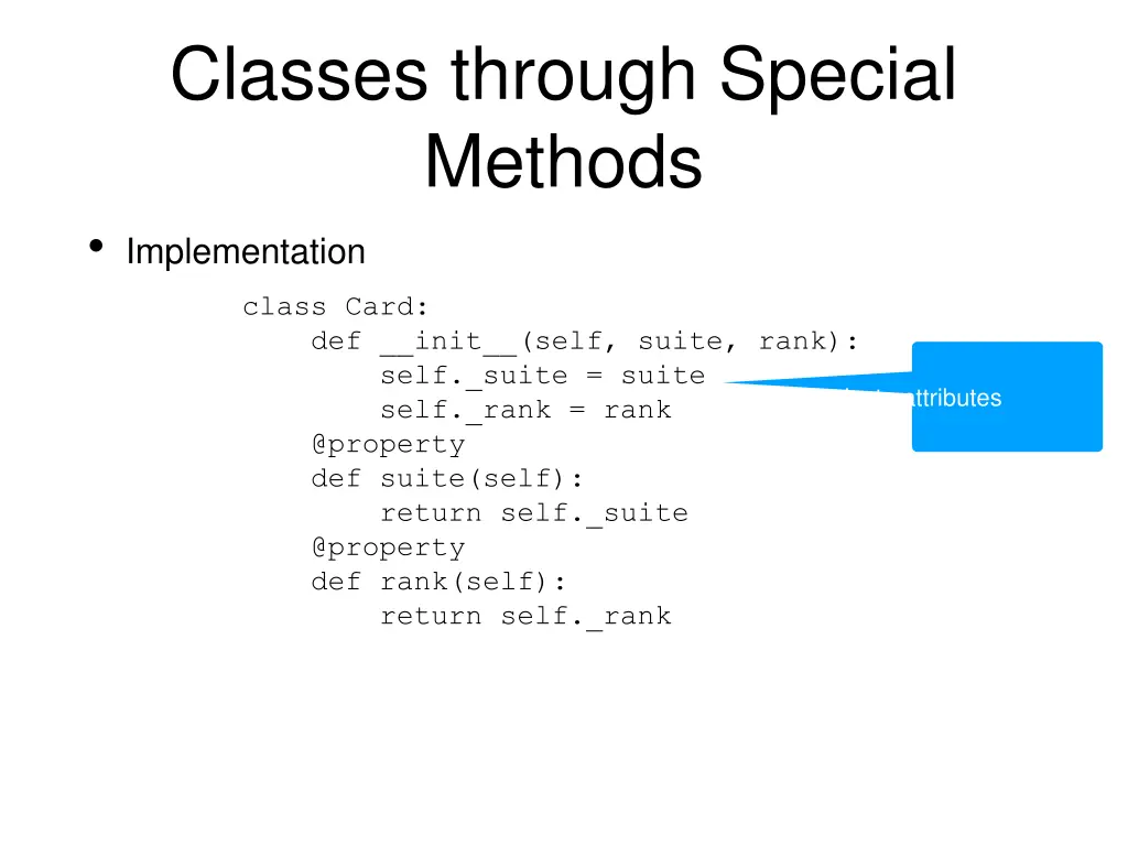 classes through special methods implementation