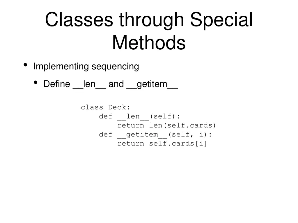 classes through special methods implementing