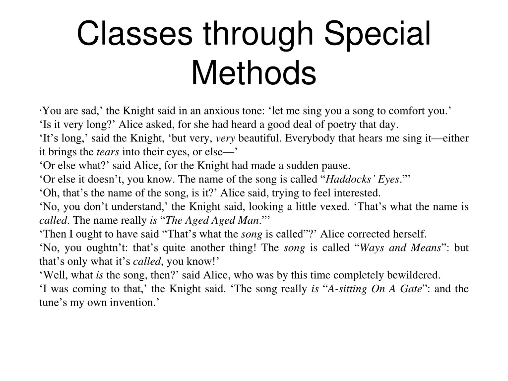 classes through special methods