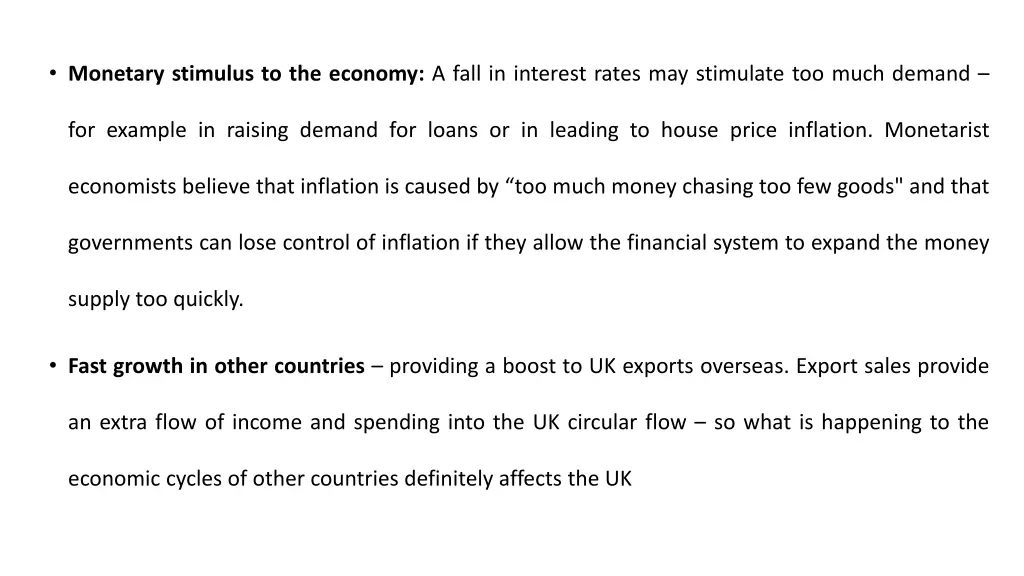 monetary stimulus to the economy a fall