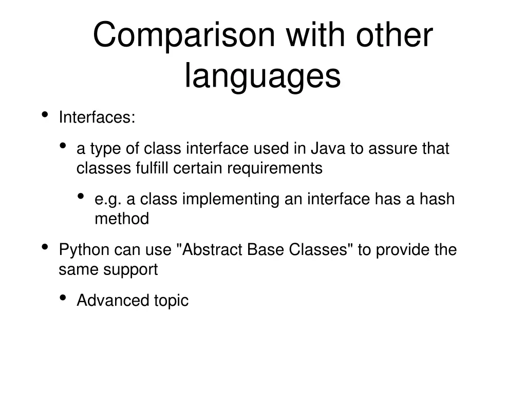 comparison with other languages interfaces a type
