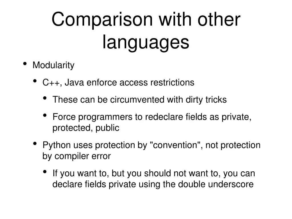 comparison with other languages modularity c java
