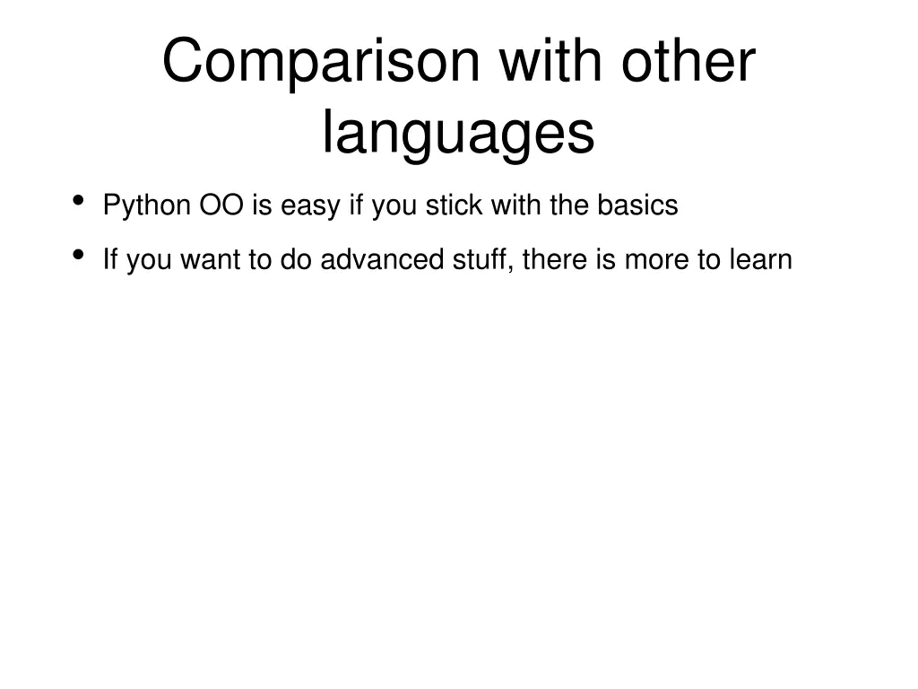 comparison with other languages python oo is easy