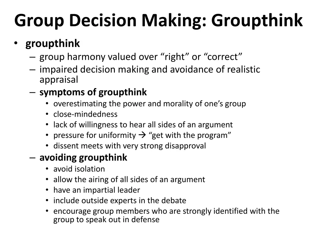 group decision making groupthink groupthink group