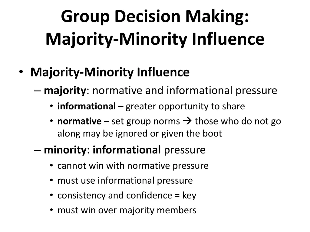 group decision making majority minority influence
