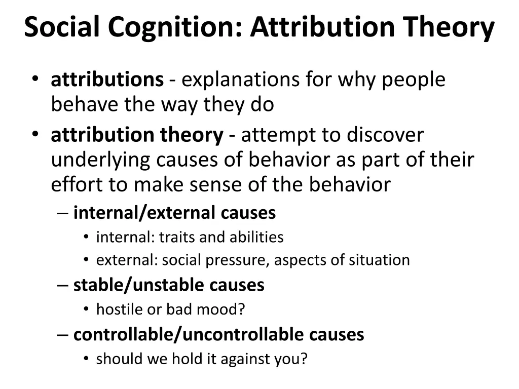 social cognition attribution theory