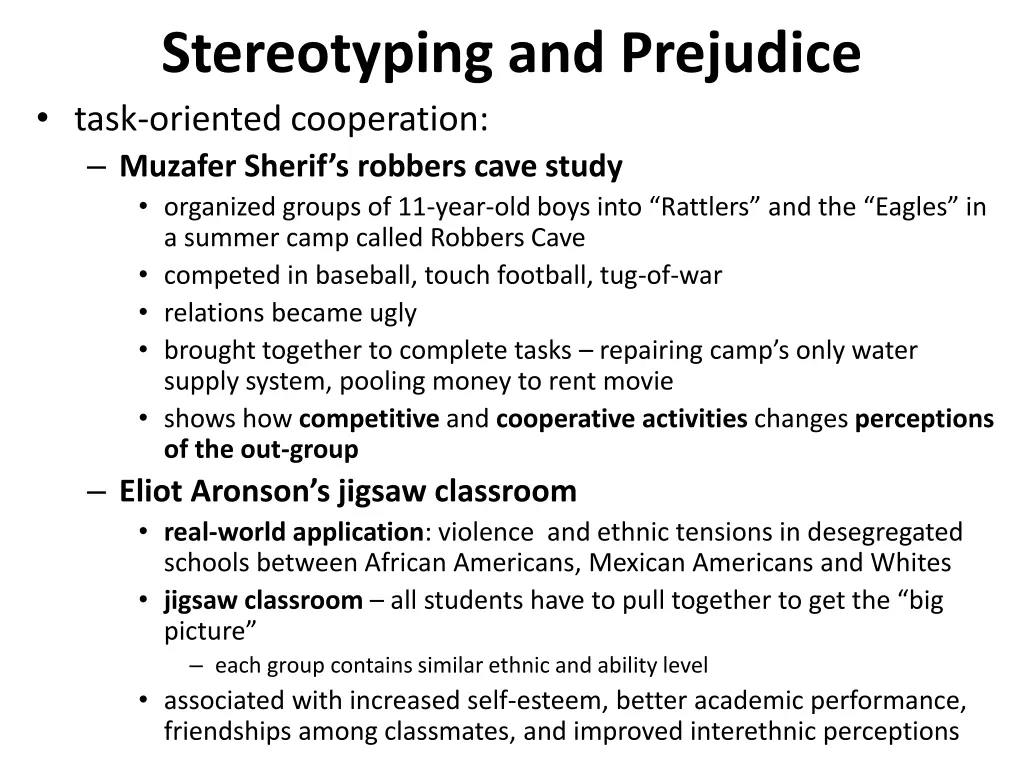 stereotyping and prejudice task oriented