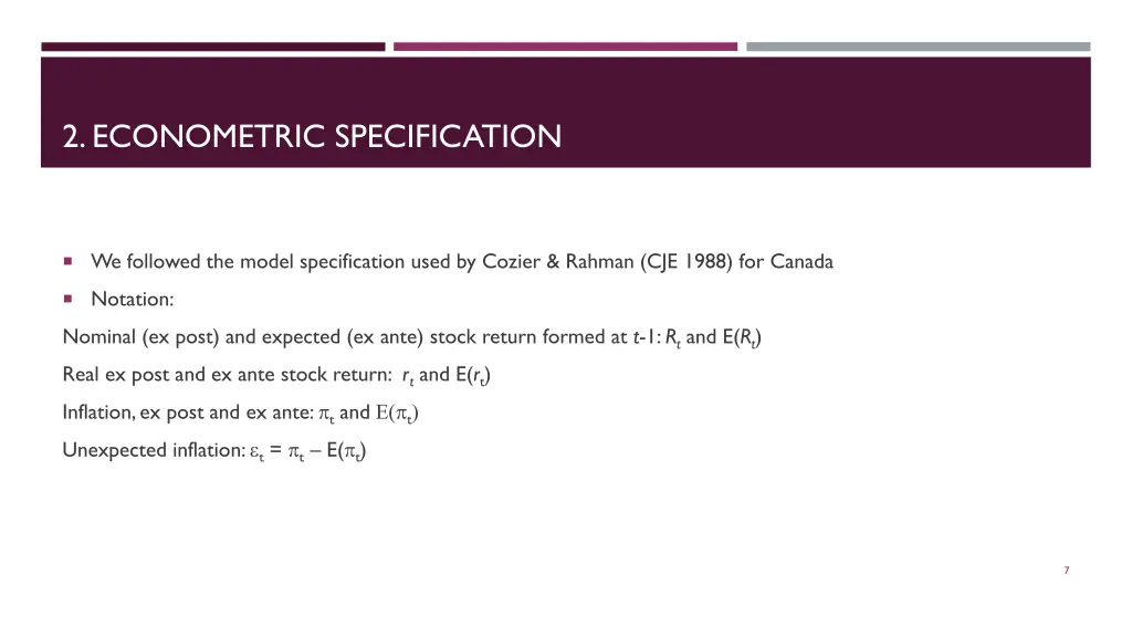 2 econometric specification