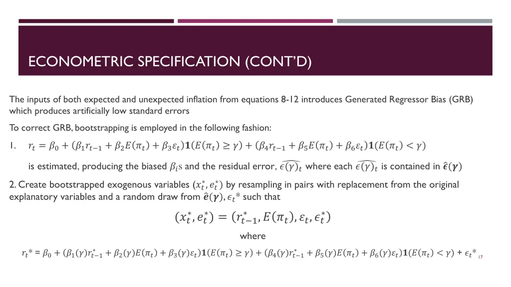 econometric specification cont d 1
