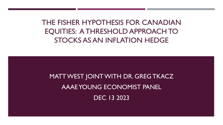 the fisher hypothesis for canadian equities