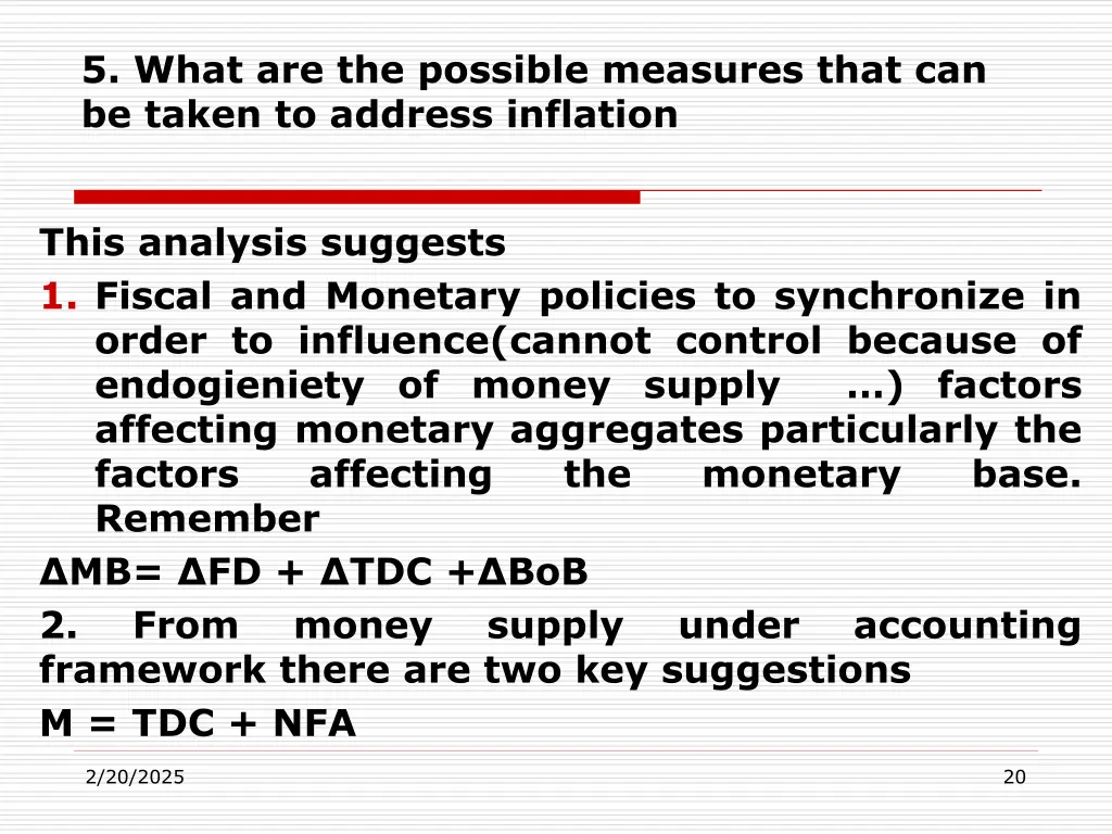 5 what are the possible measures that