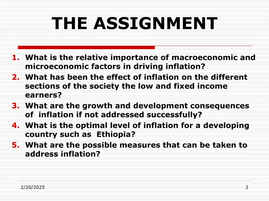 the assignment