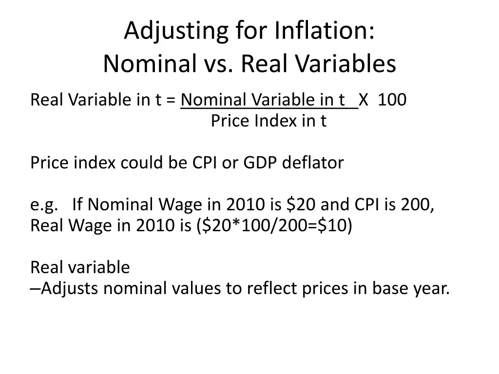 adjusting for inflation nominal vs real variables