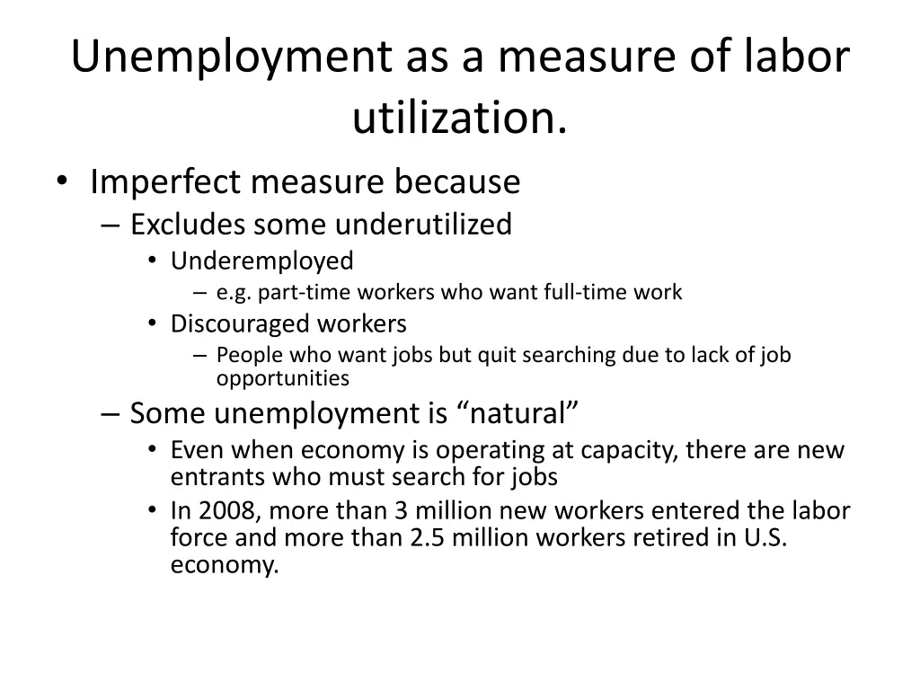 unemployment as a measure of labor utilization
