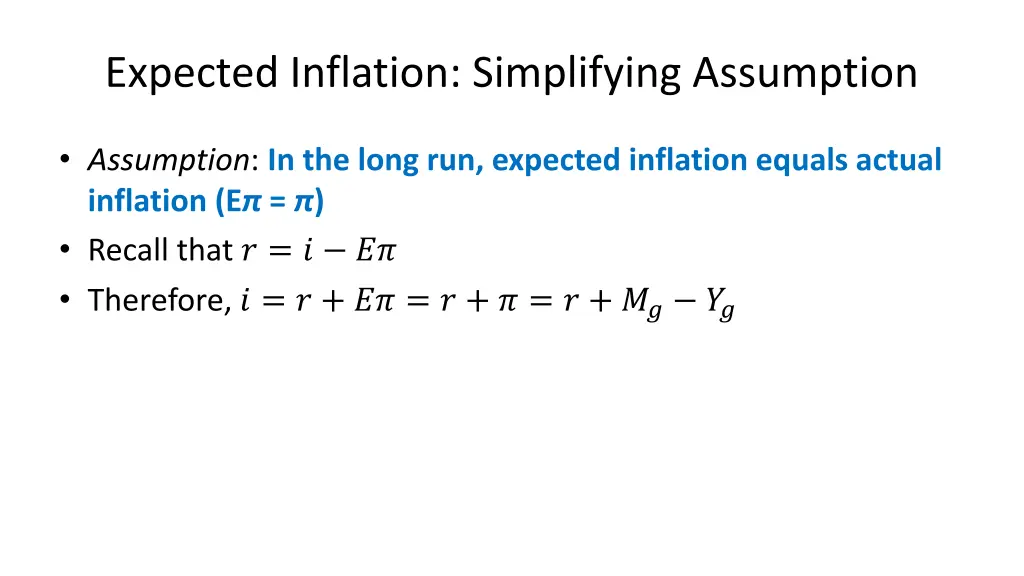 expected inflation simplifying assumption