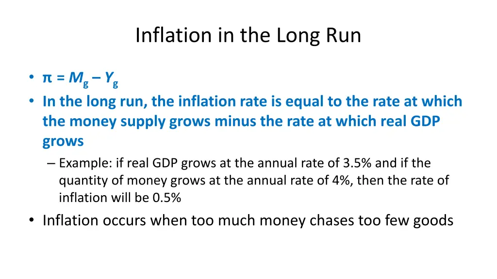 inflation in the long run