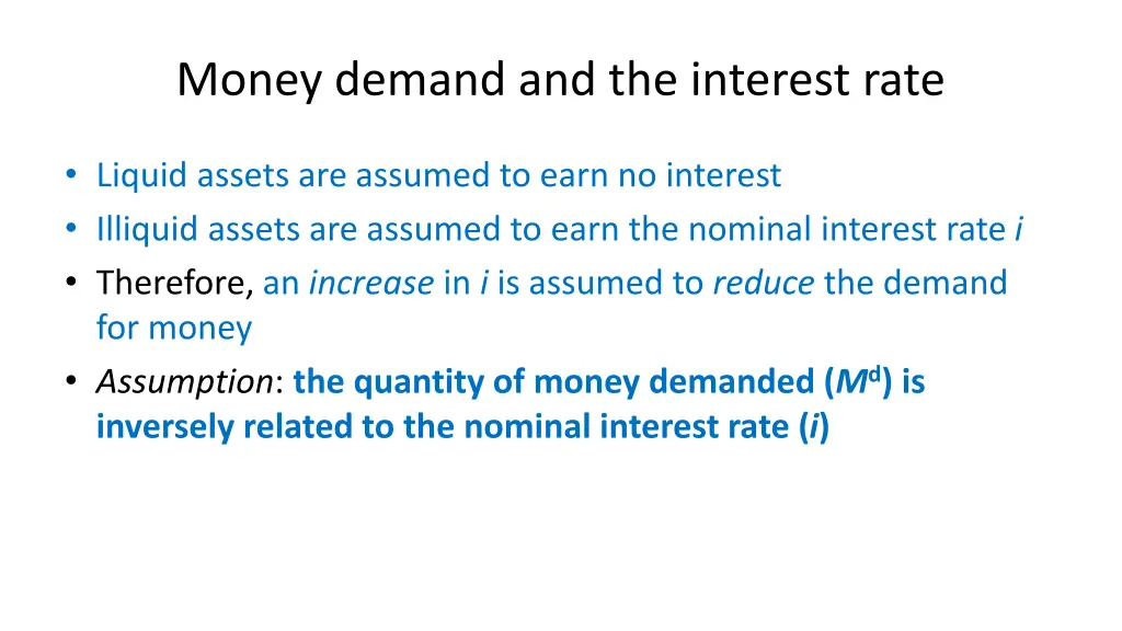 money demand and the interest rate 1