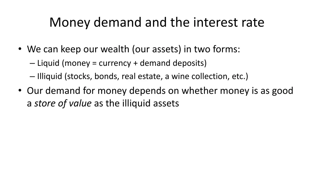 money demand and the interest rate