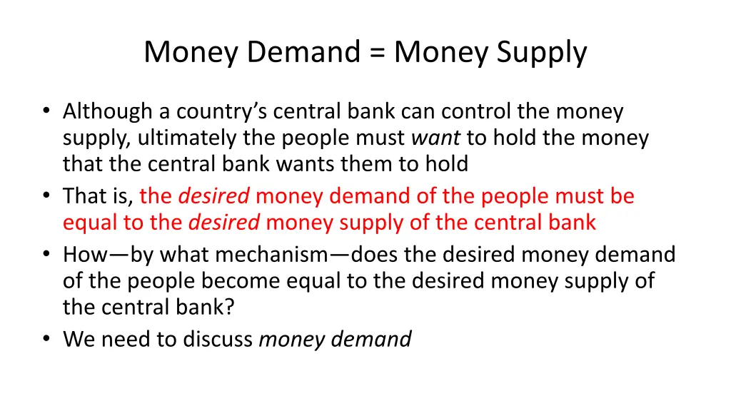money demand money supply